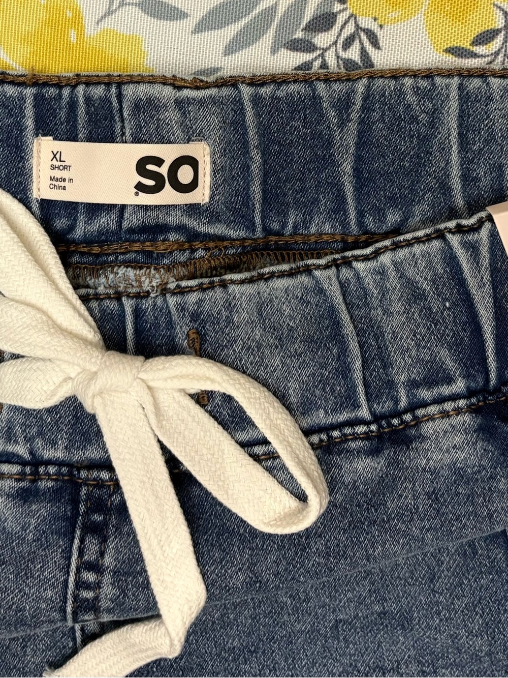 SO Women’s Blue Denim Jeggings with White Drawstring